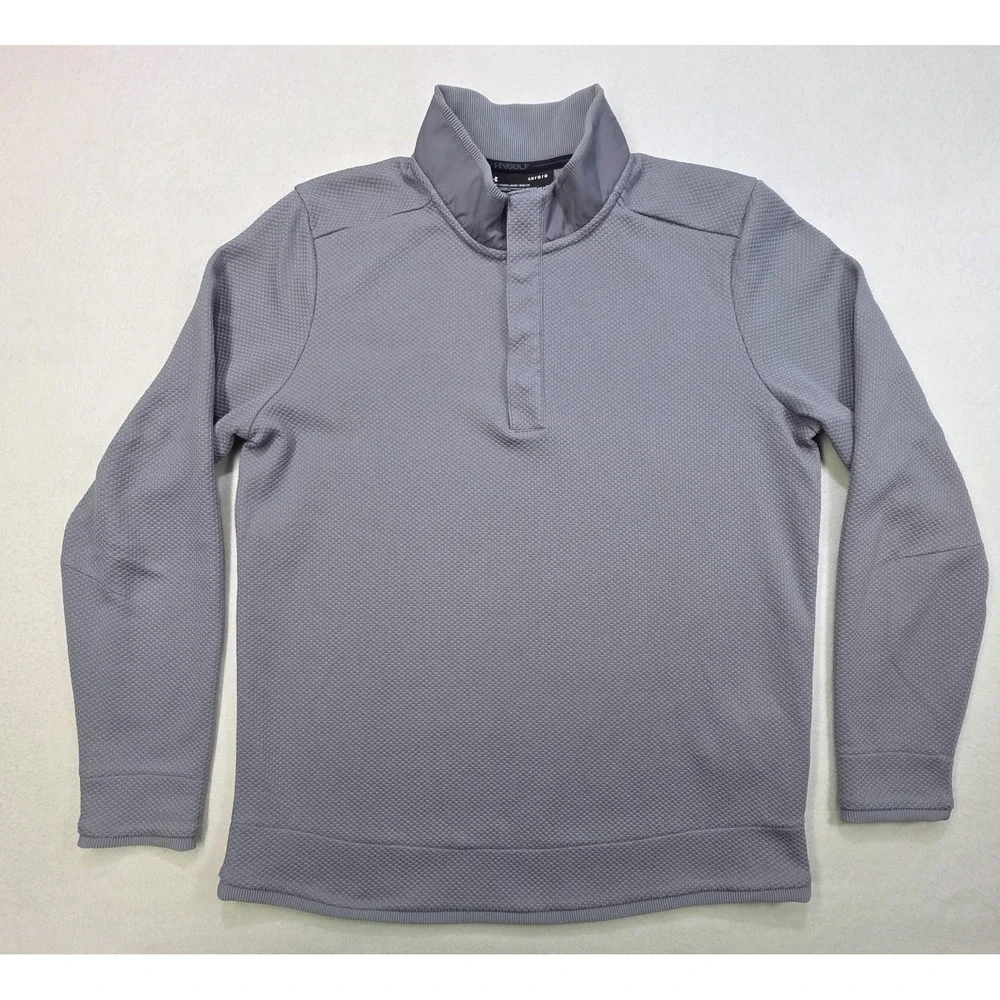Actual Under Armour Golf 1/4 Snap Sweater Men L Gray Pullover Fleece ColdGear - Picture 2 of 8
